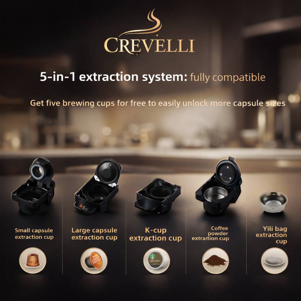 Crevelli™ 5-in-1 Capsule Coffee Machine